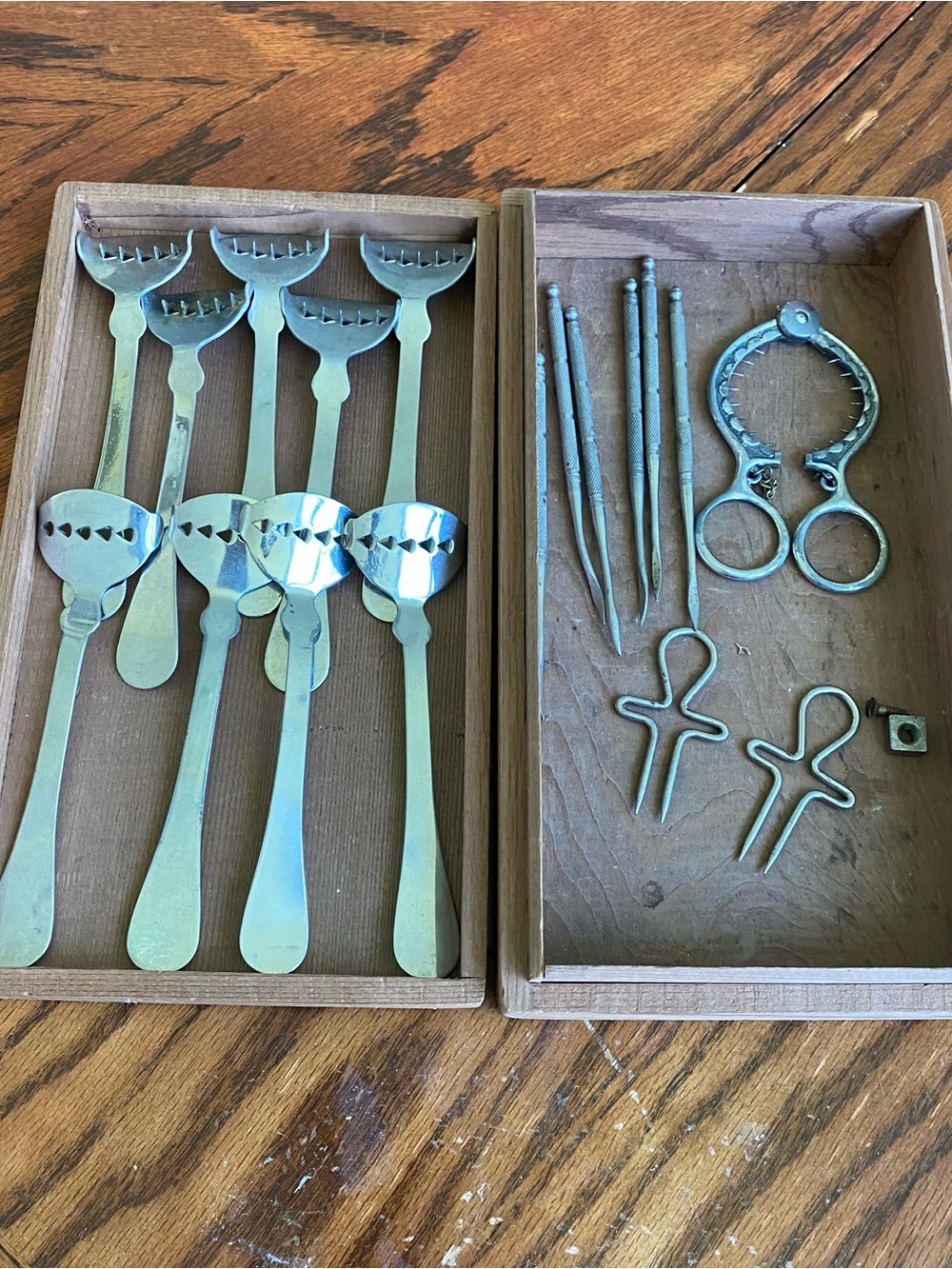 Vintage silver toned Cocktail Picks and Nutcracker Set
